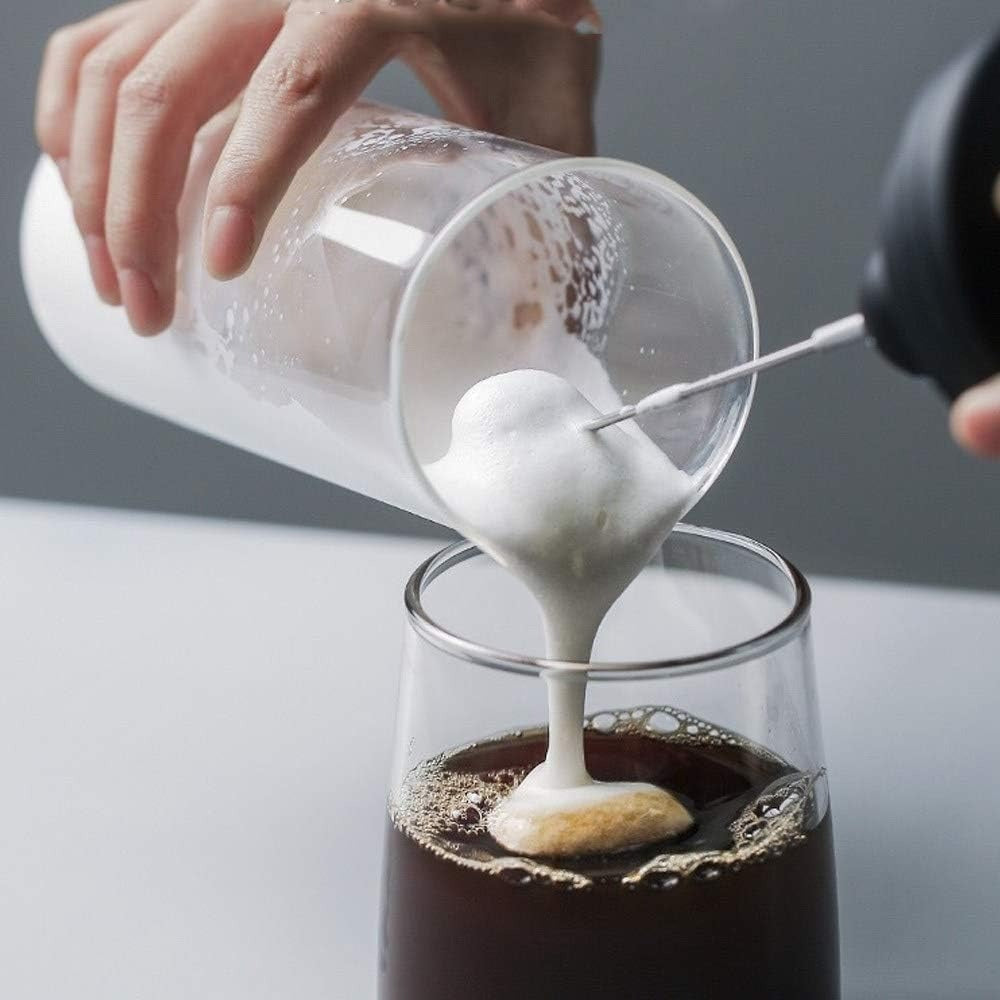 2 in 1 Rechargeable Milk Frother Wand – Powerful Handheld Whisk & Drink Mixer for Coffee, Latte, Cappuccino, Hot Chocolate & Beverages (Black)