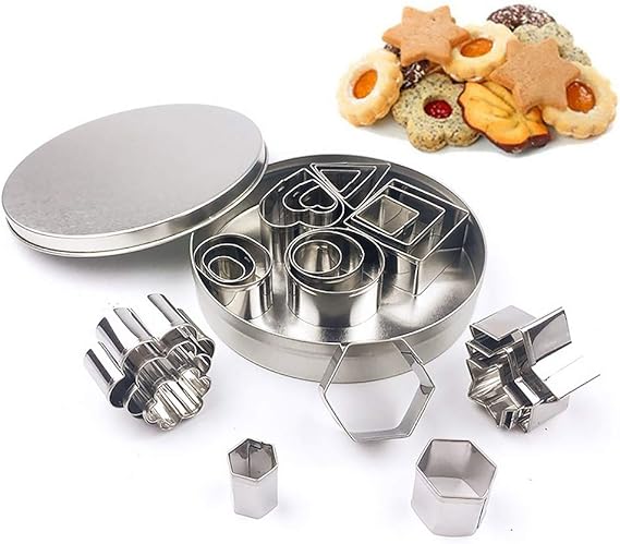 12-Piece Stainless Steel Cookie Cutter Set – 4 Assorted Shapes for Baking, Pastry, and Crafts