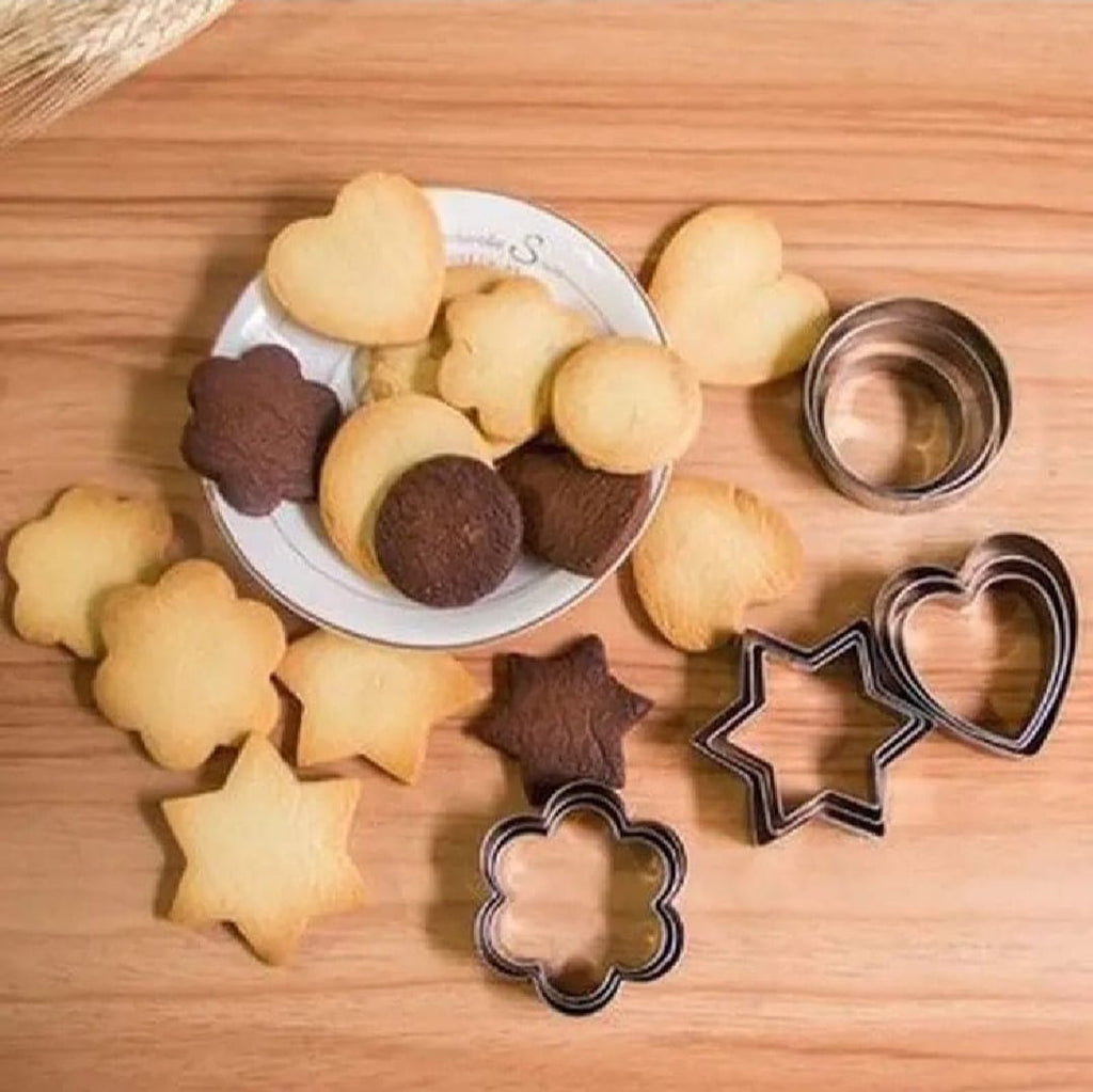 12-Piece Stainless Steel Cookie Cutter Set – 4 Assorted Shapes for Baking, Pastry, and Crafts
