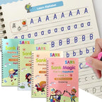 Sank Magic Book Reusable Handwriting Book Set for Kids (4 Books + Pen with 10 Refills) - Montessori Preschool Tracing Practice