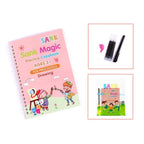 Sank Magic Book Reusable Handwriting Book Set for Kids (4 Books + Pen with 10 Refills) - Montessori Preschool Tracing Practice