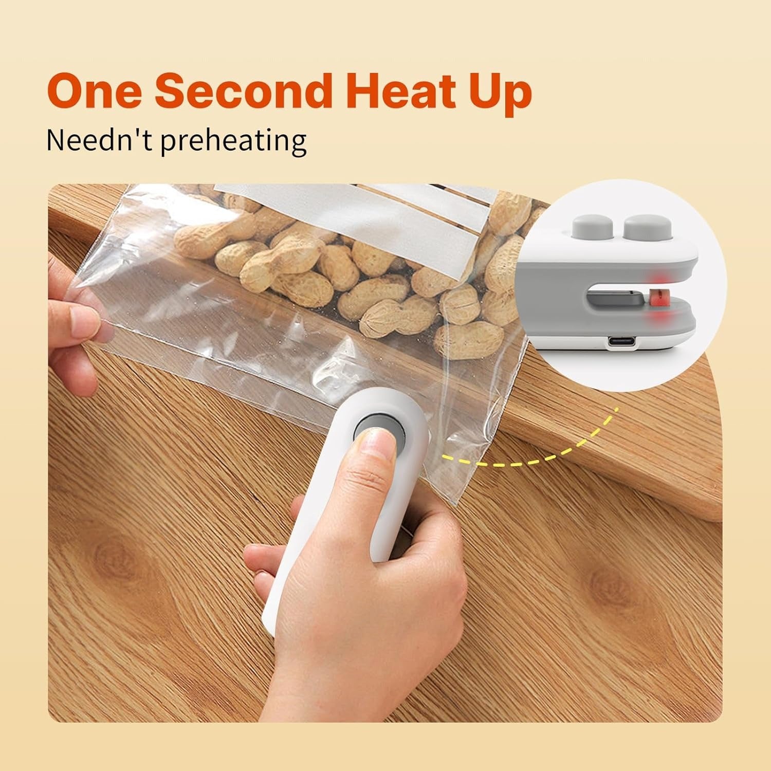 1 Pc Mini Heat Sealing Machine 2-in-1 Cutter & Sealer | USB Rechargeable Food Bag Sealer for Snacks & Storage (Random Color)