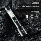 Rechargeable Flashlight With Dual Lights And Emergency Light | Powerful LED Torch With Adjustable Brightness | Ideal For Home, Camping, And Emergency Use